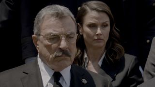 Frank and Erin Reagan at funeral in Blue Bloods series finale