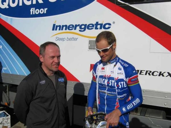 Sprint coach Tom Steels and Tom Boonen.
