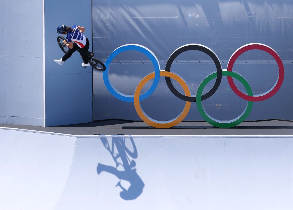 TOKYO JAPAN AUGUST 01 Perris Benegas of Team United States competes in the during the Womens Park Final run 2 of the BMX Freestyle on day nine of the Tokyo 2020 Olympic Games at Ariake Urban Sports Park on August 01 2021 in Tokyo Japan Photo by Jamie SquireGetty Images
