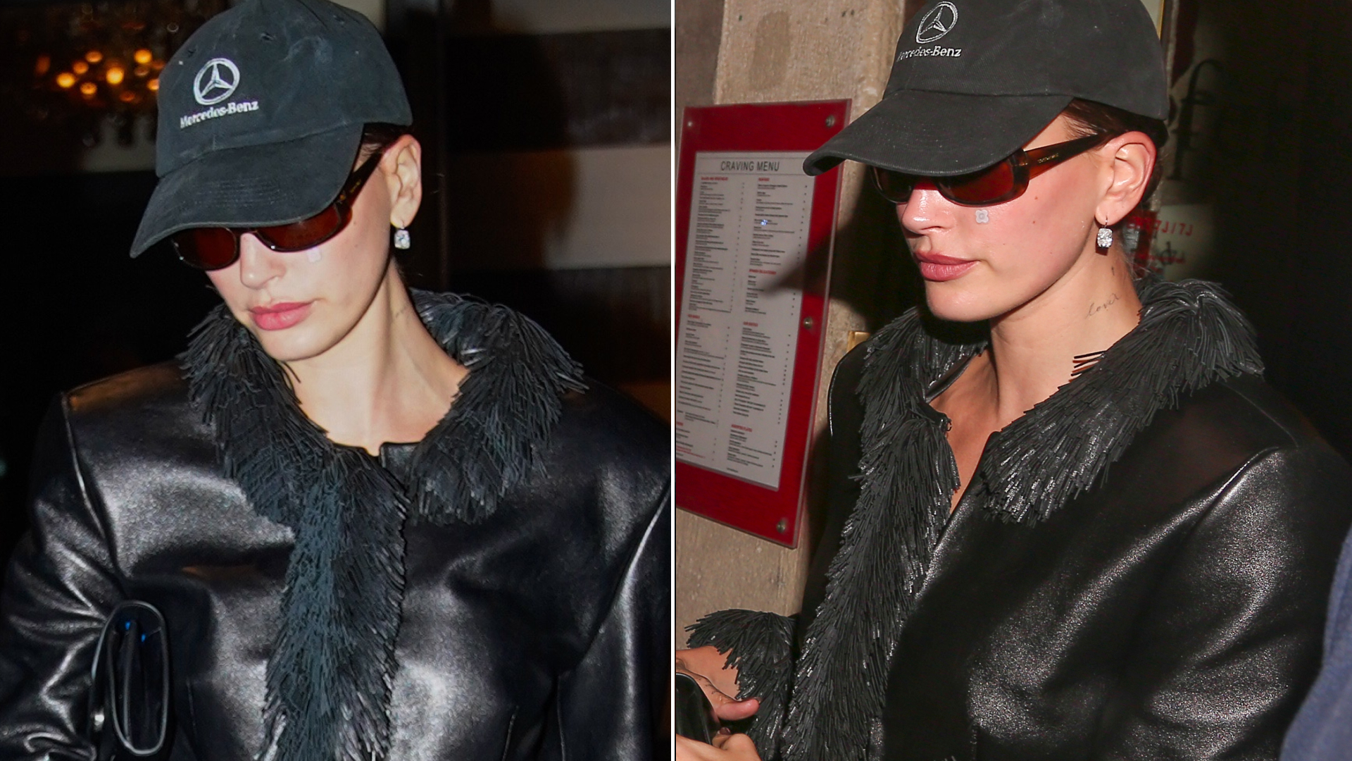 Hailey Bieber brought the jeans-and-leather-jacket uniform to Paris Fashion Week in Magda Butrym