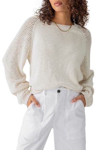 Perfect Moment Mix Stitch Cotton Crewneck Sweater