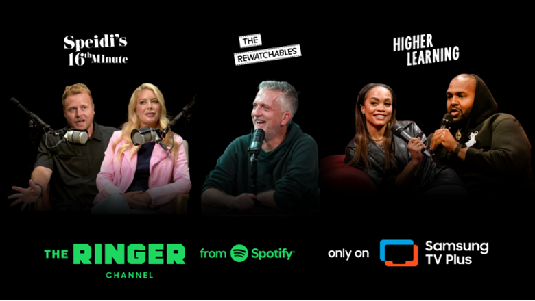 Graphic of The Ringer, a new fast channel on Samsung TV Plus.