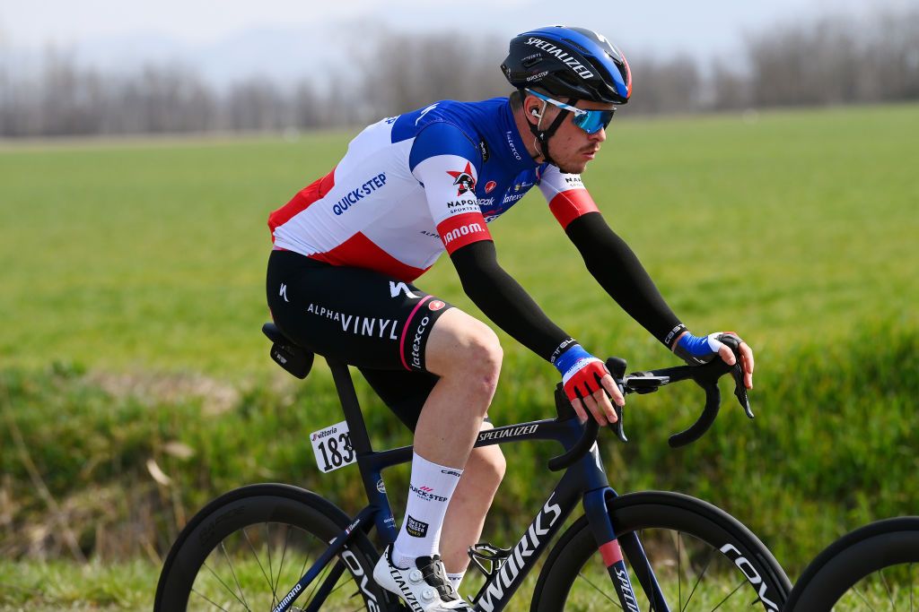 SANREMO ITALY MARCH 19 Rmi Cavagna of France and Team QuickStep Alpha Vinyl competes during the 113th MilanoSanremo 2022 a 293km one day race from Milano to Sanremo MilanoSanremo on March 19 2022 in Sanremo Italy Photo by Tim de WaeleGetty Images