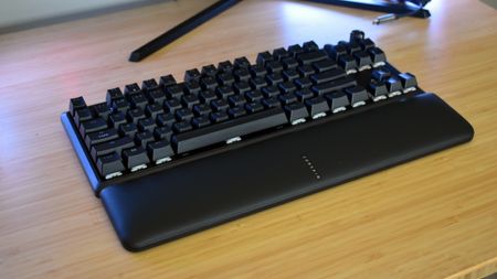 Corsair K70 Pro TKL gaming keyboard resting on a desk