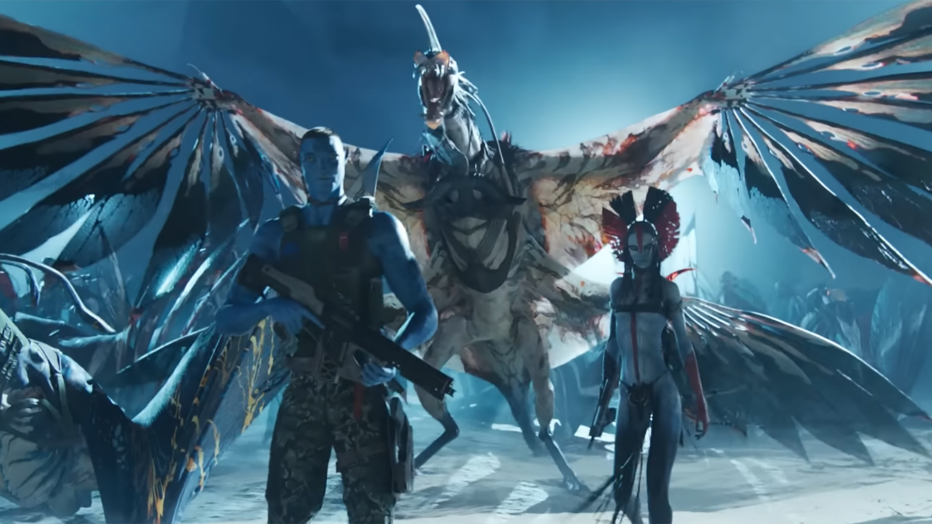 The Na'vi preparing for battle in Avatar: Fire and Ash