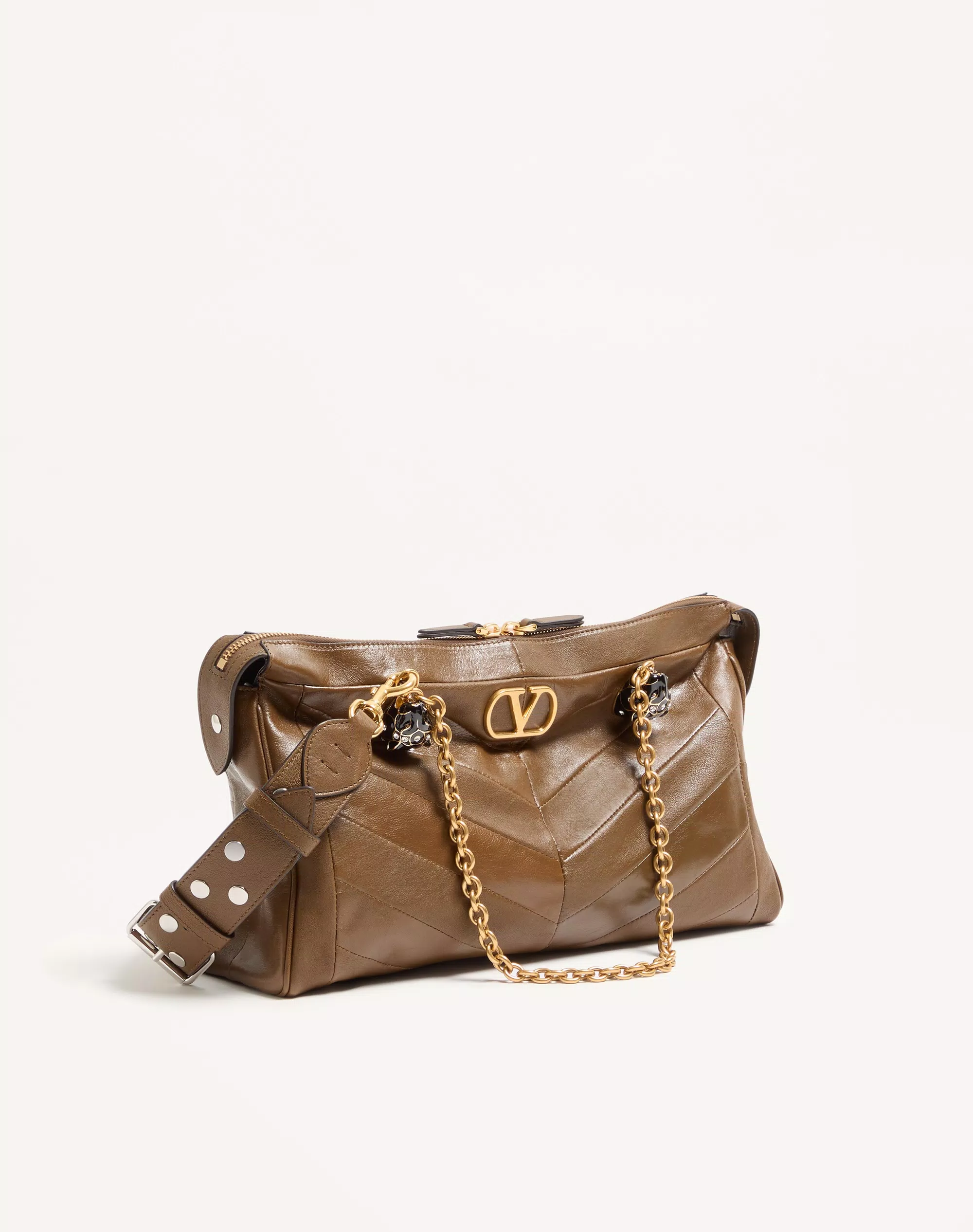 Valentino Garavani, Panthea Shoulder Bag in Nappa Leather With Chevron Pattern