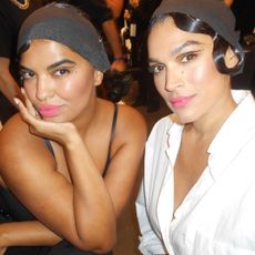 jennifer atilemile backstage at nyfw for christian siriano
