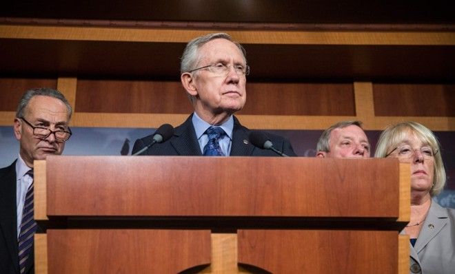 Senate Majority Leader Sen. Harry Reid (D-NV), Sen. Chuck Schumer (D-NY), Sen. Dick Durbin (D-IL) and Sen. Patty Murray (D-WA).