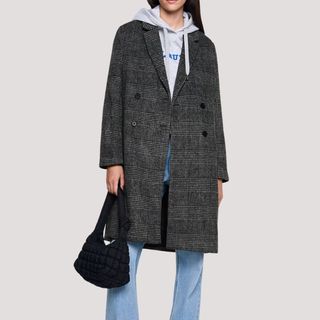 checked wool overcoat