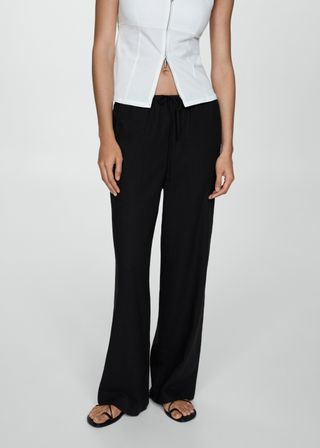 Straight Linen-Blend Trousers