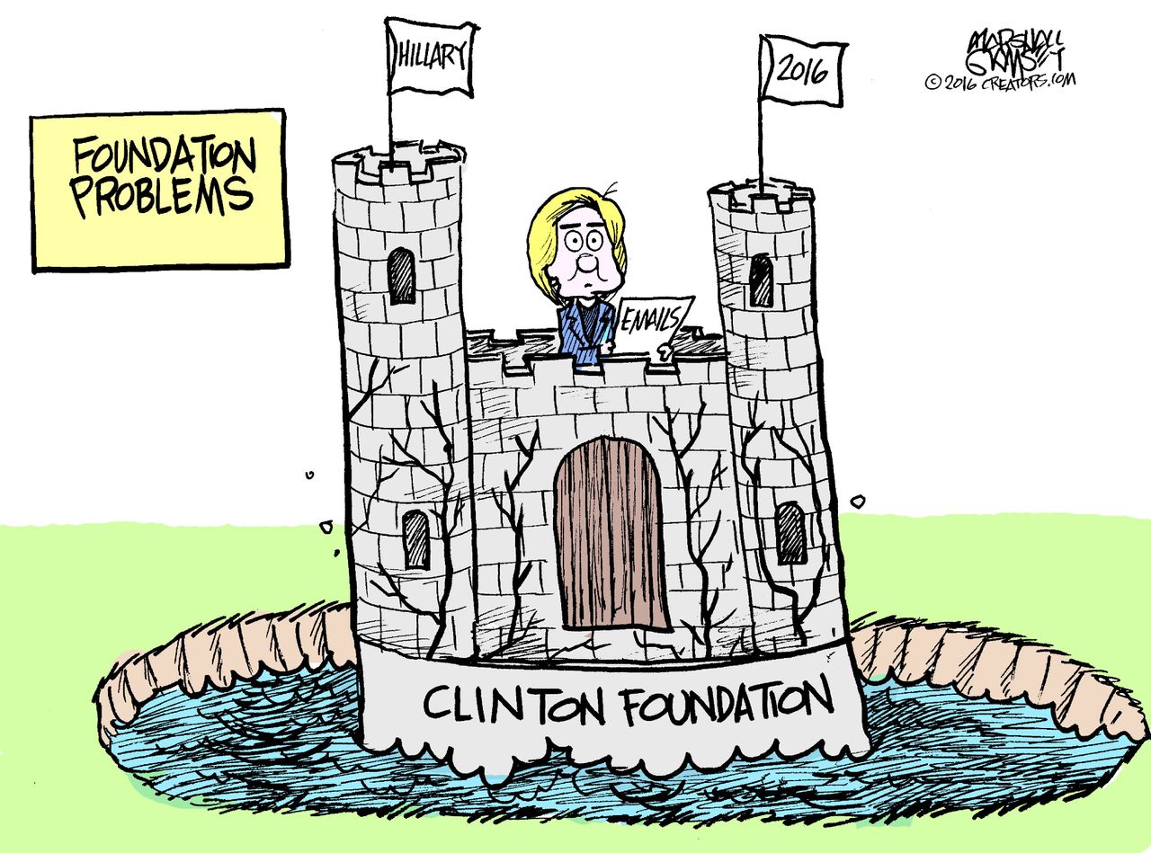 Political cartoon U.S. Hillary Clinton Clinton foundation problems