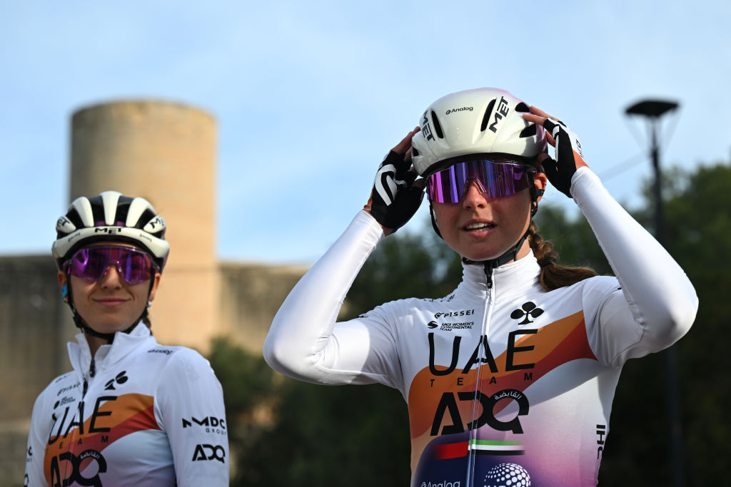 PALMA DE MALLORCA SPAIN JANUARY 26 Paula Blasi of Spain and UAE Team ADQ prior to the 2nd Challenge Femenino Ciclista Mallorca 2025 Trofeo Palma a 1295km one day race from Palma to Castell de Bellver 105m on January 26 2025 in Palma de Mallorca Spain Photo by Tim de WaeleGetty Images
