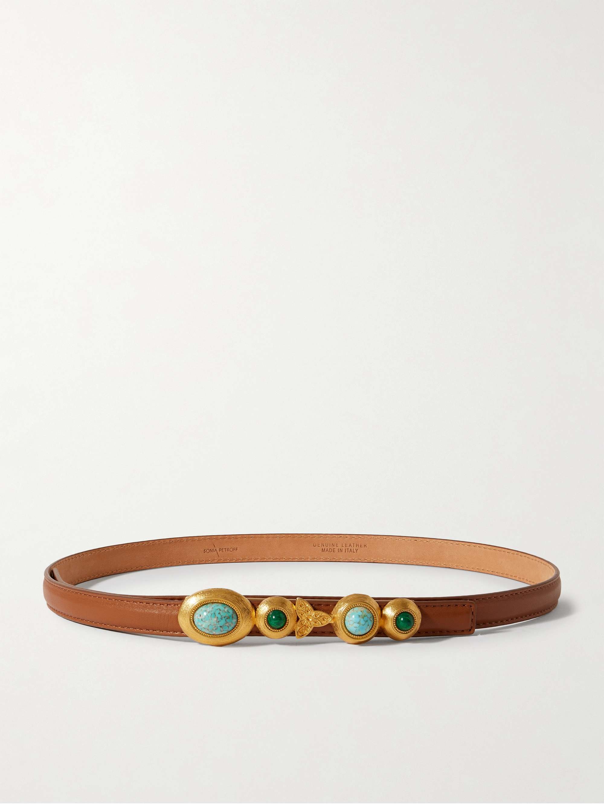 Earth Embellished Leather Belt