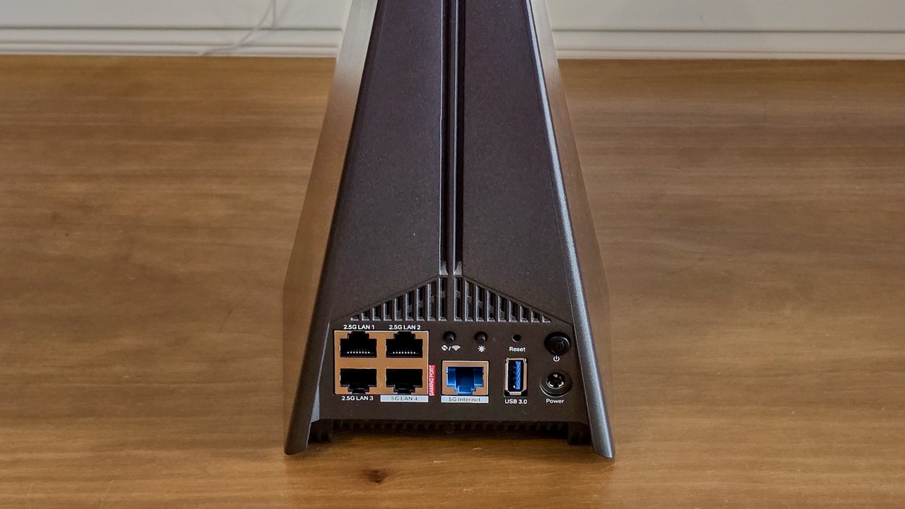 A close-up look at the ports on the TP-Link Archer GE650