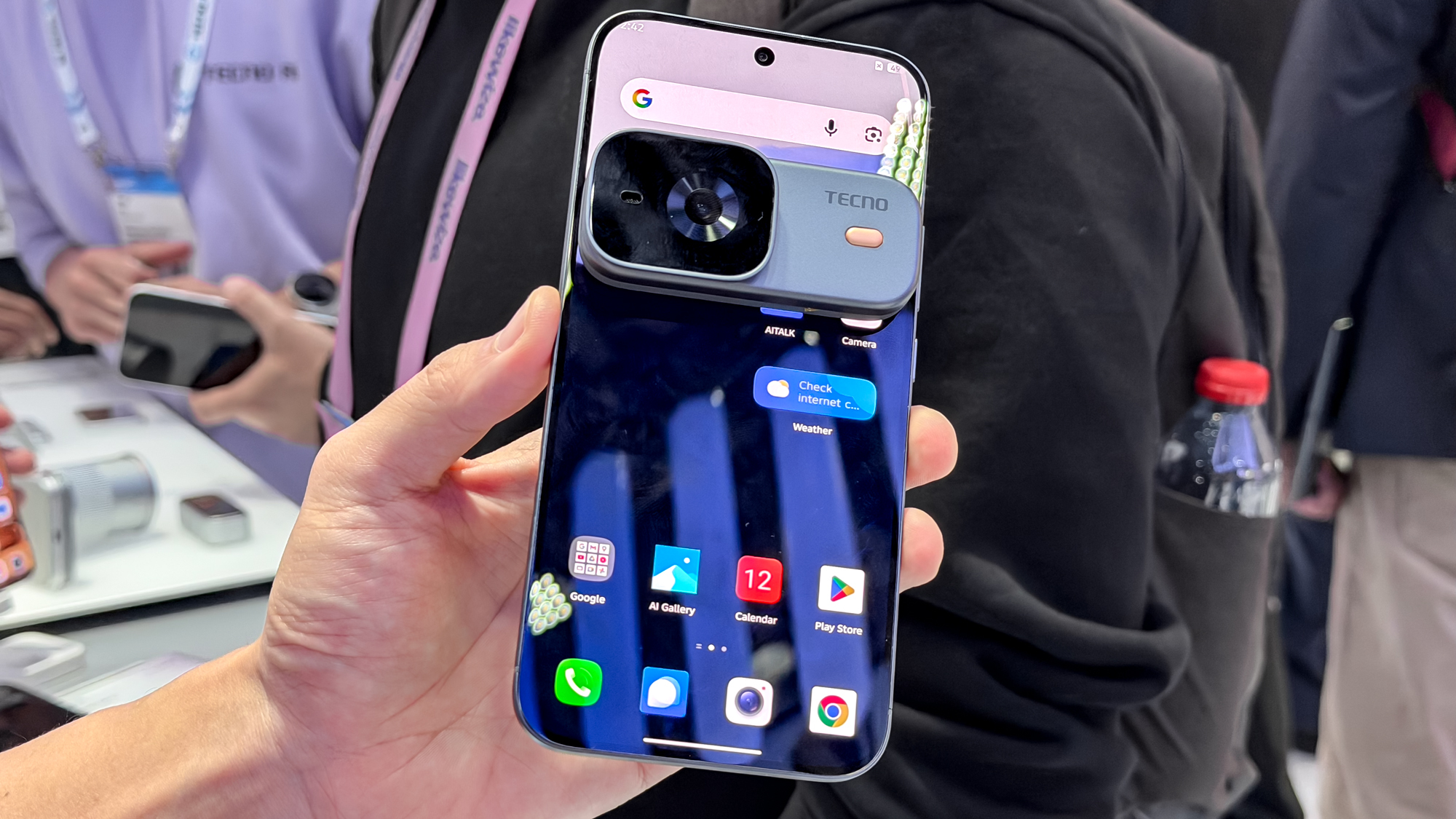 Tecno modular phone action cam attached to the display