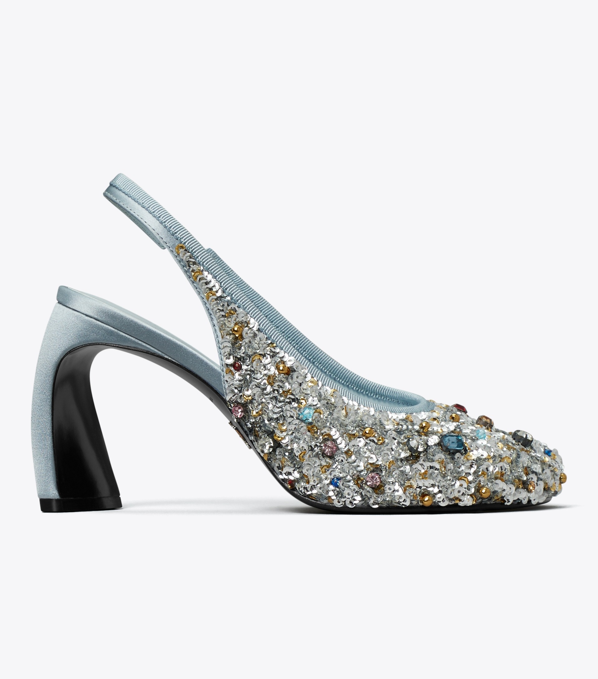 Peep-Toe Slingback Pump in Blue, Size 8.5
