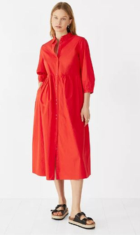 hush Cindy Poplin Midi Dress, Red | $89.99/£72.25 | John Lewis &amp; Partners