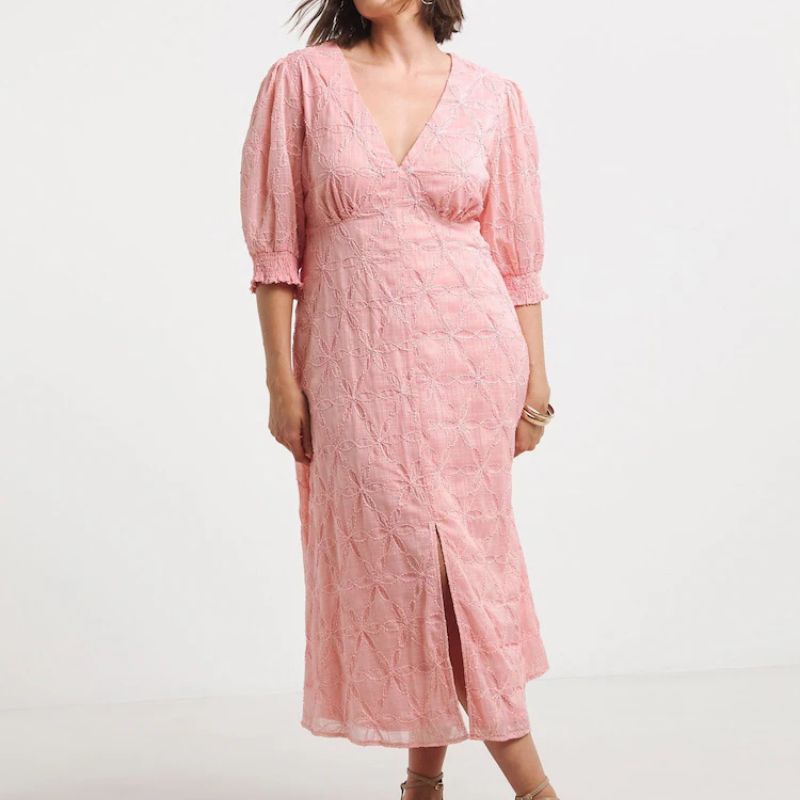 Simply Be , Pink Button Up Midi Dress