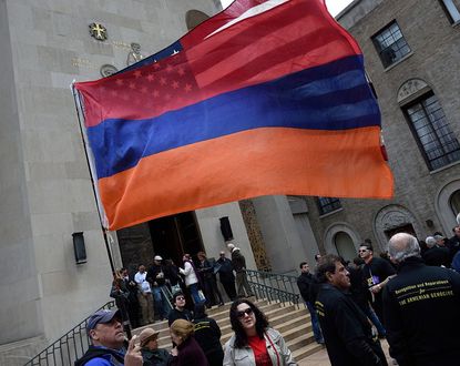U.S. and Armenian flags.