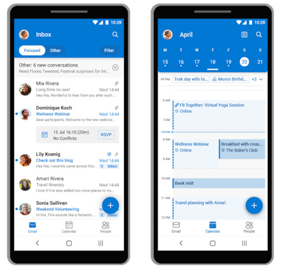 Screenshot of Microsoft Outlook Lite email service