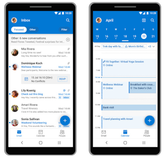 Microsoft Outlook Lite скриншот службы электронной почты