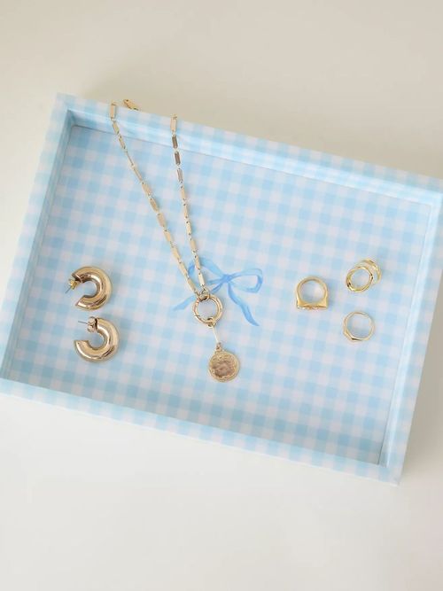 Gingham Bow Tray