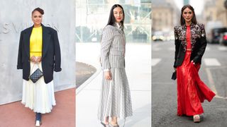 long skirt outfits with a blazer