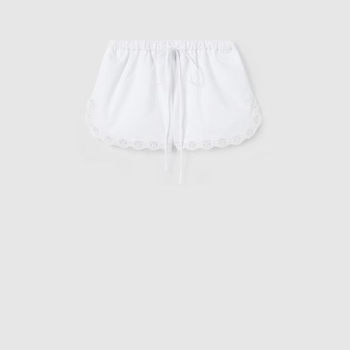 Cotton Poplin Shorts Wth Embroidery