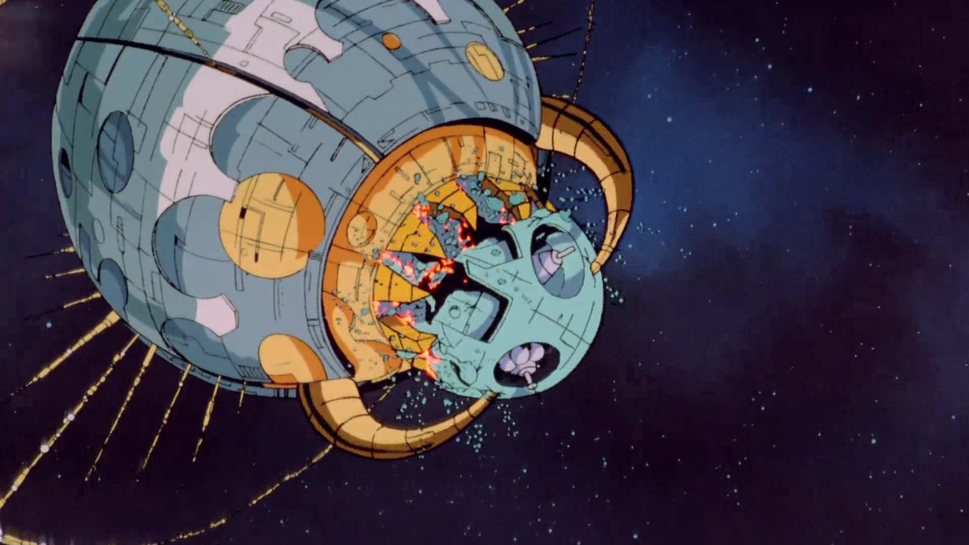 Screenshot from the 1986 animated sci-fi movie "Transformers: The Movie"