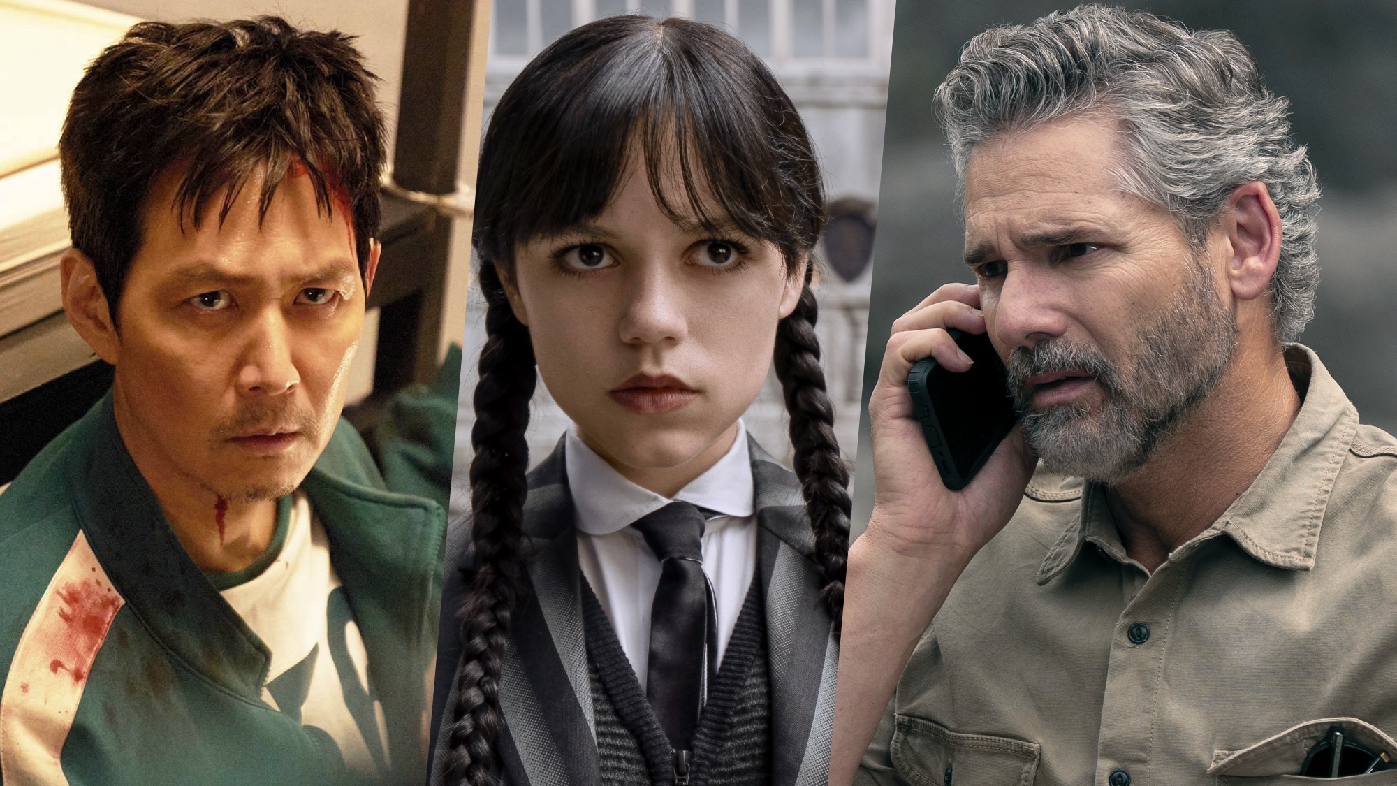 Lee Jung-jae in &quot;Squid Game&quot; season 3, Jenna Ortega in &quot;Wednesday&quot; season 2, and Eric Bana in &quot;Untamed&quot;