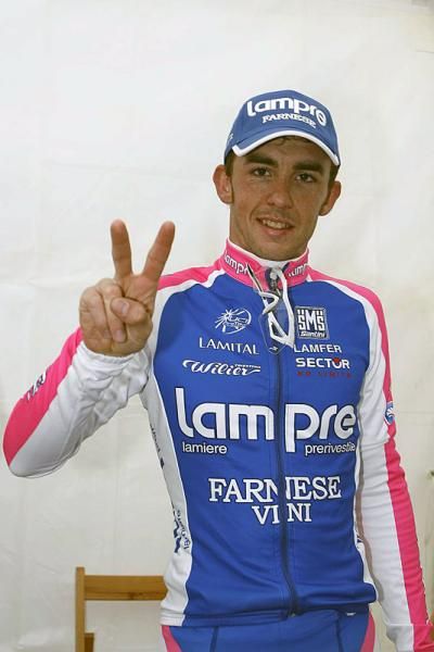 A happy Francesco Gavazzi awaits the podium ceremony.