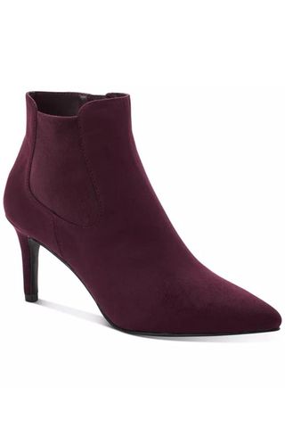 purple heeled ankle boots