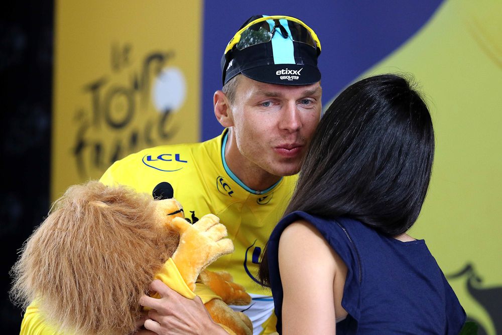Tony Martin on the stage 5 podium.