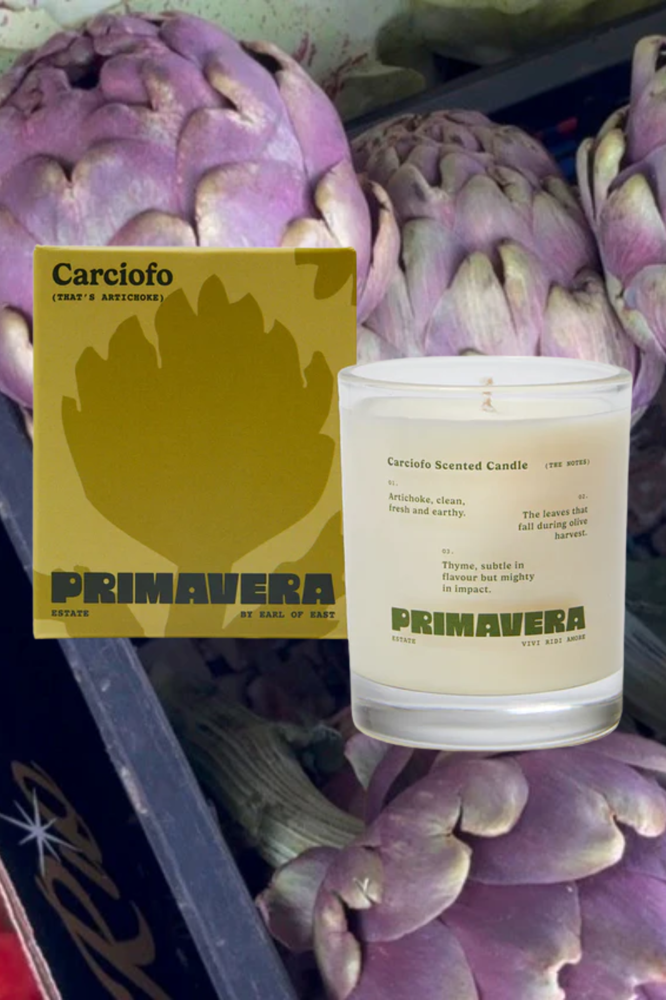 An artichoke-scented candle