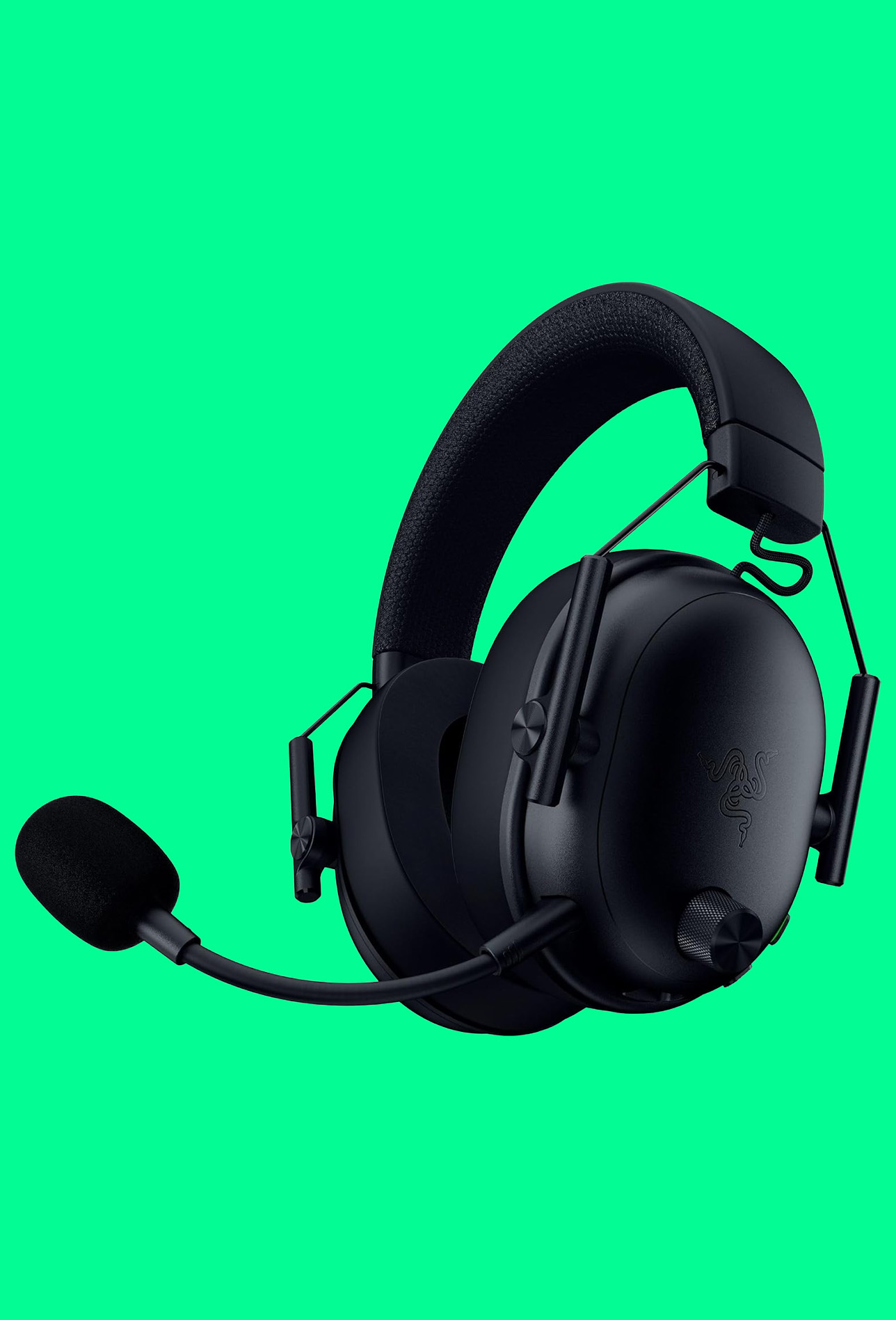Razer BlackShark V3 on a green background. 