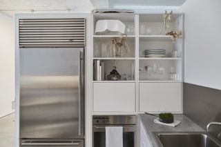 minimalist kitchen at James Howell Foundation space by Deborah Berke