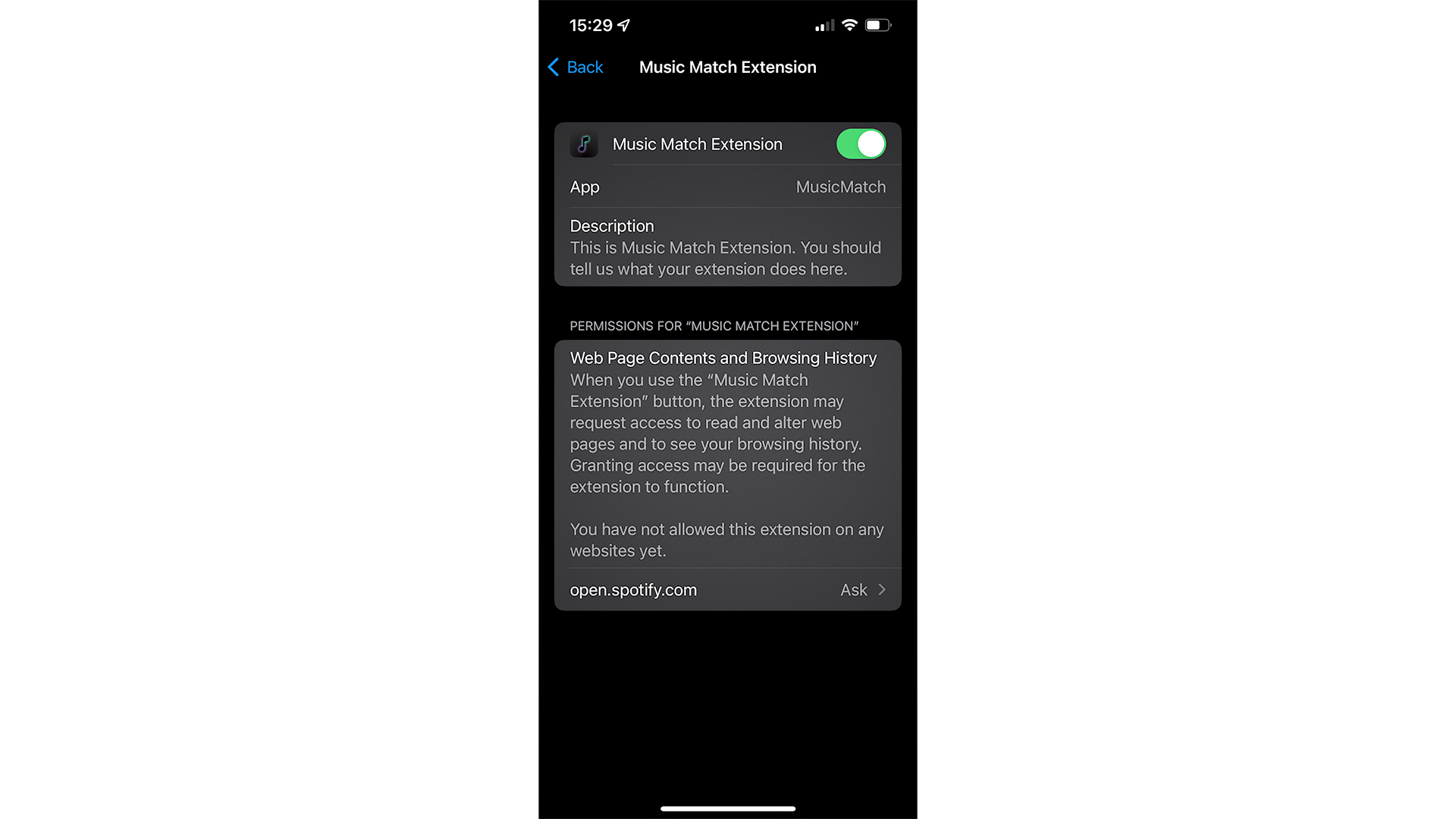 MusicMatch on iOS 15