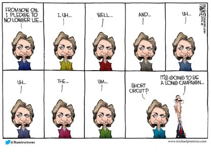 Political cartoon U.S. Hillary Clinton lying