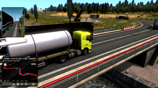 TruckersMP's Calais to Duisburg road, and the many trucks and crashes that occur.