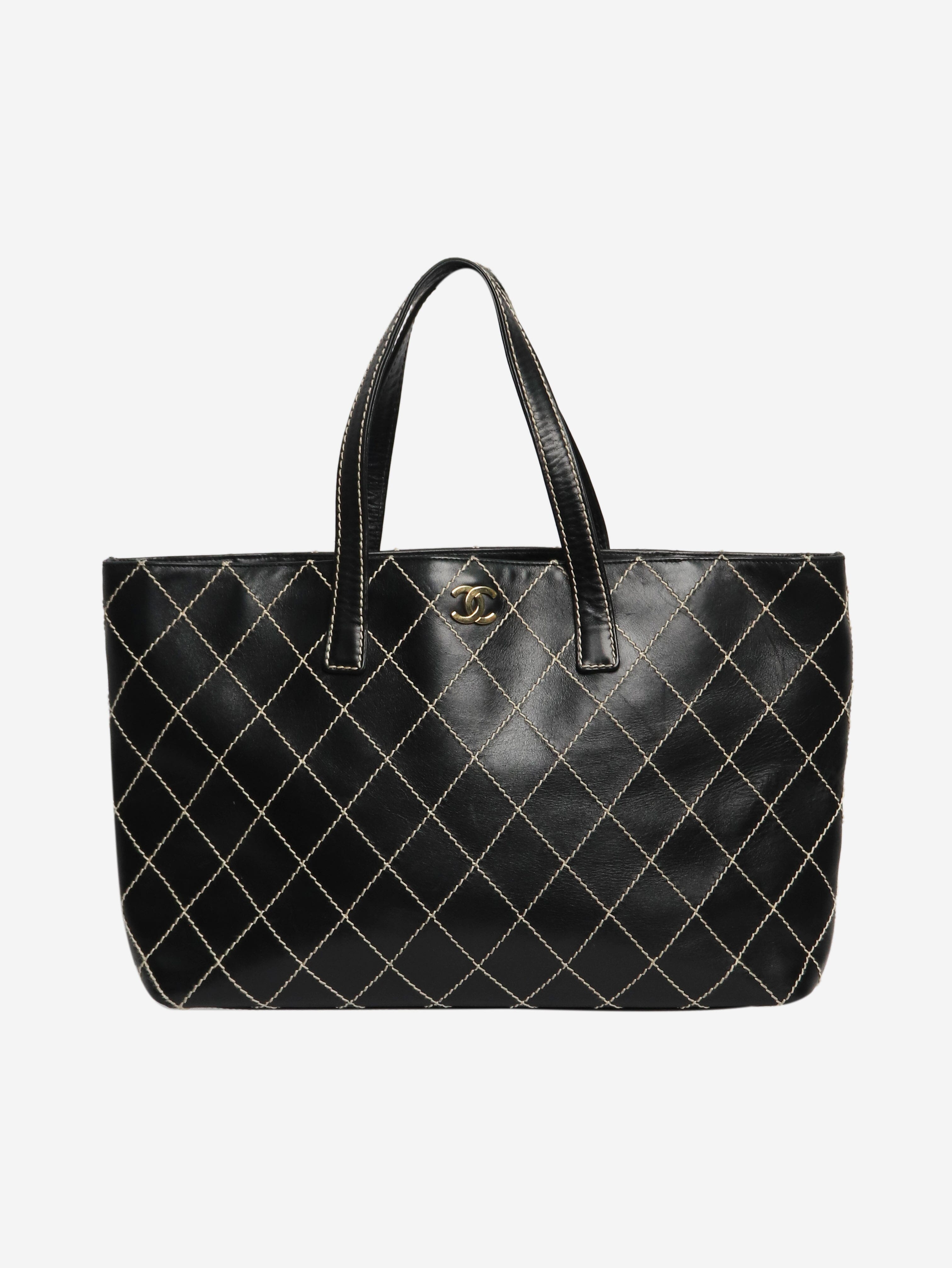 Black Vintage 2002 Lambskin Wild Stitch Tote Bag
