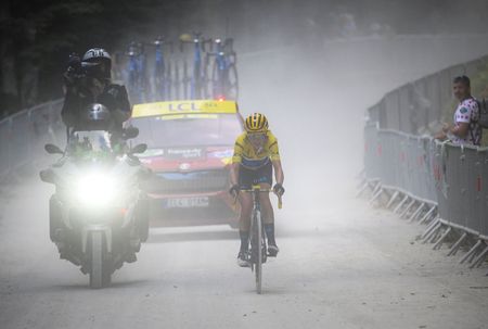 Movistar Teams Dutch rider Annemiek Van Vleuten wearing the overall leaders yellow jersey cycles in the final kilometers of the ascent of La Super Planche des Belles Filles to win the 8th and final stage of the new edition of the Womens Tour de France cycling race 1233 km between Lure and La Super Planche des Belles Filles on July 31 2022 Photo by Bernard PAPON various sources AFP Photo by BERNARD PAPONAFP via Getty Images