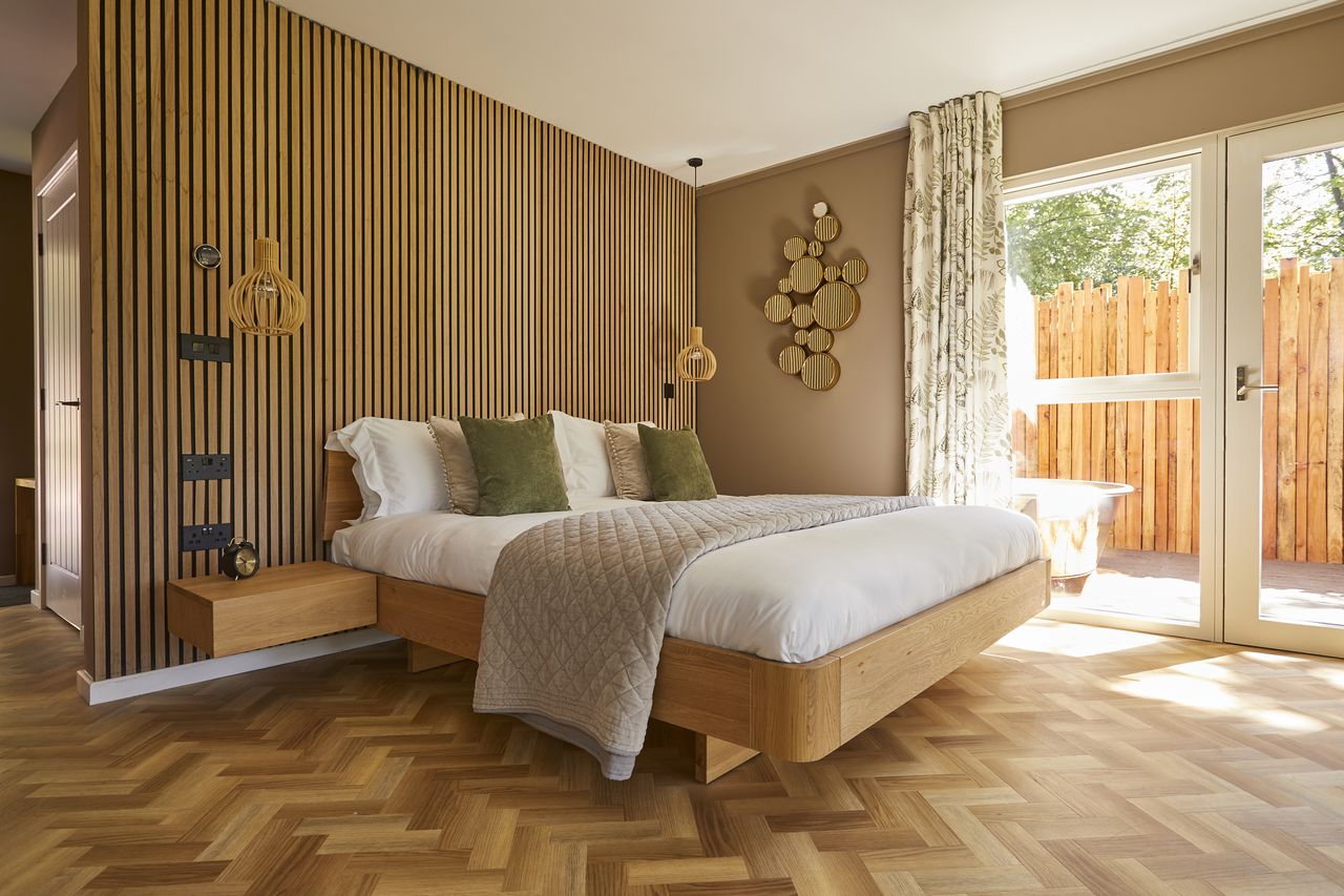 The bedroom of The Tawny's Primrose Retreat
