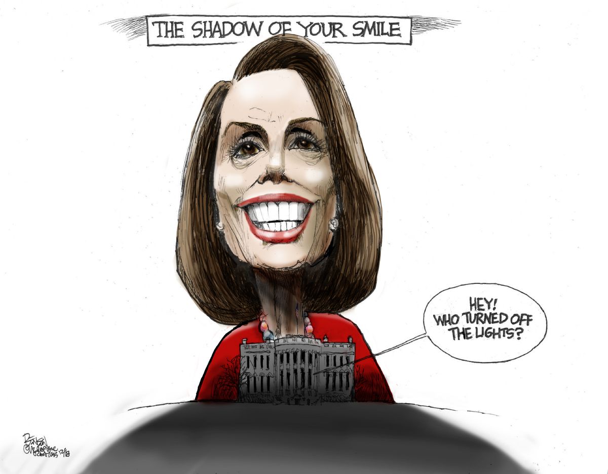 Political cartoon U.S. Nancy Pelosi shadow of your smile White House ...