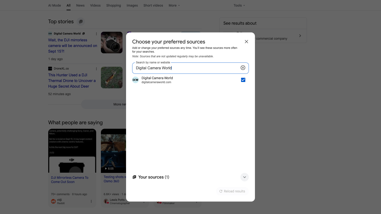 A screenshot of Google Top News