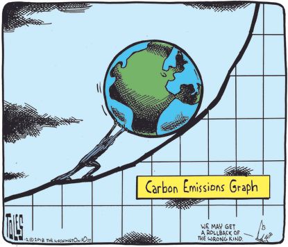 World Sisyphus rock uphill carbon emissions roll back