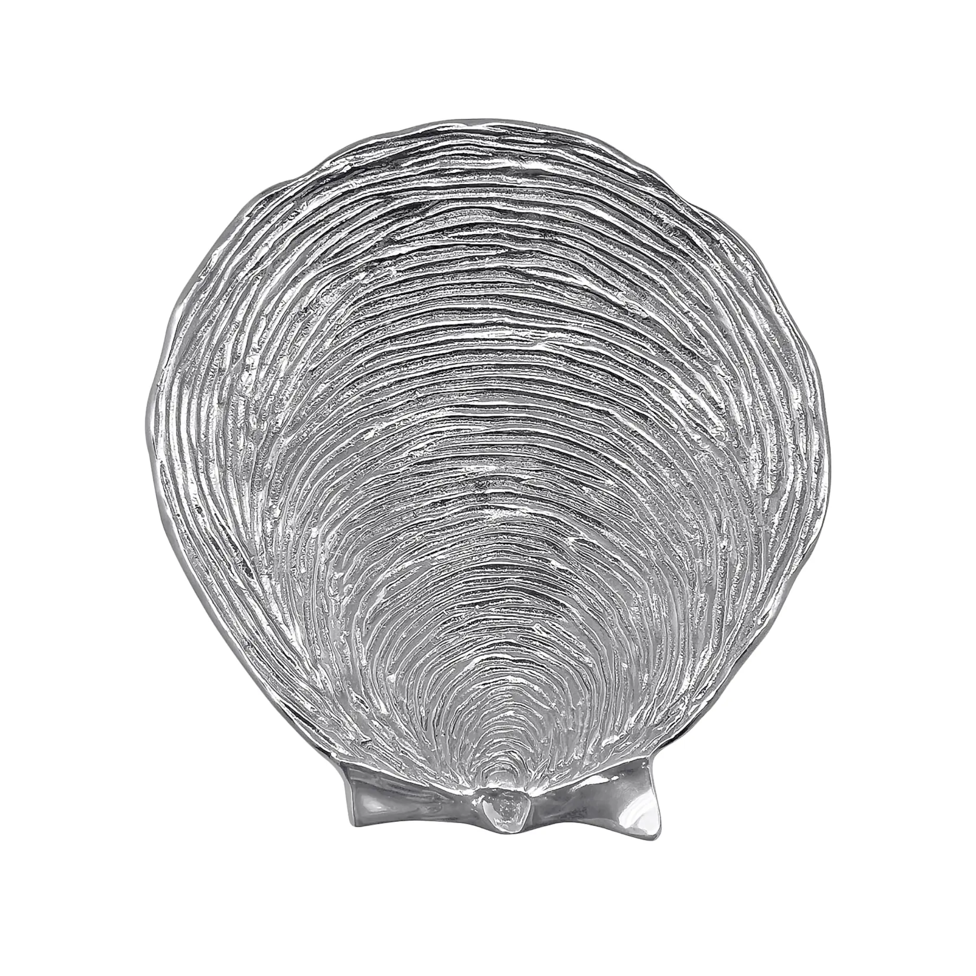 silver platter shaped like a scallop shell