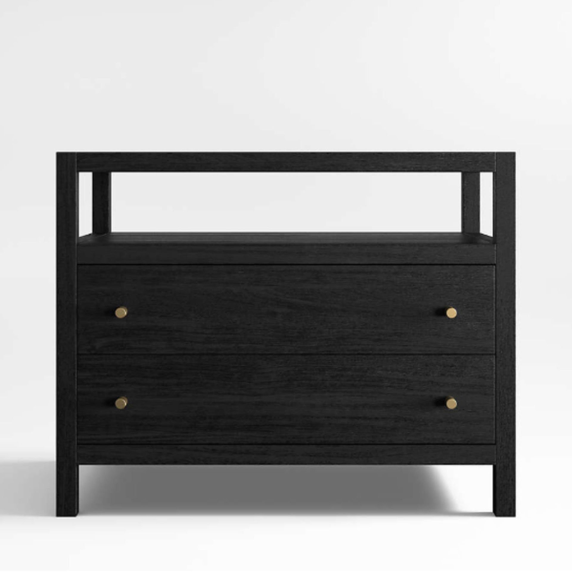 Keane Black Solid Wood Charging Nightstand
