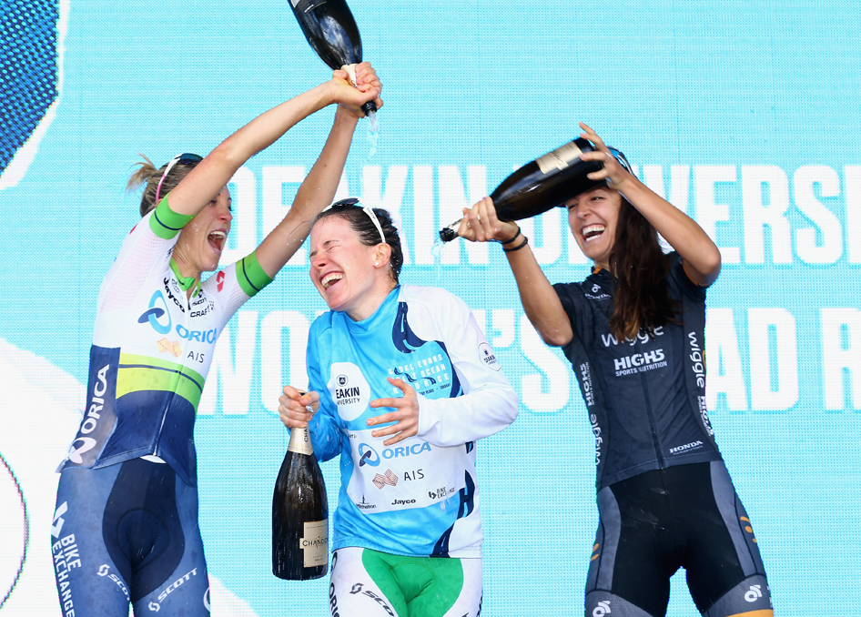 The podium at the Cadel Evans Great Ocean Road Race