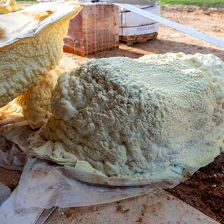 leftover foam insulation that has hardened