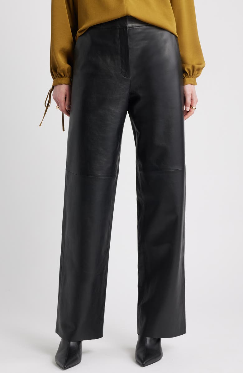 Wide Leg Leather Pants